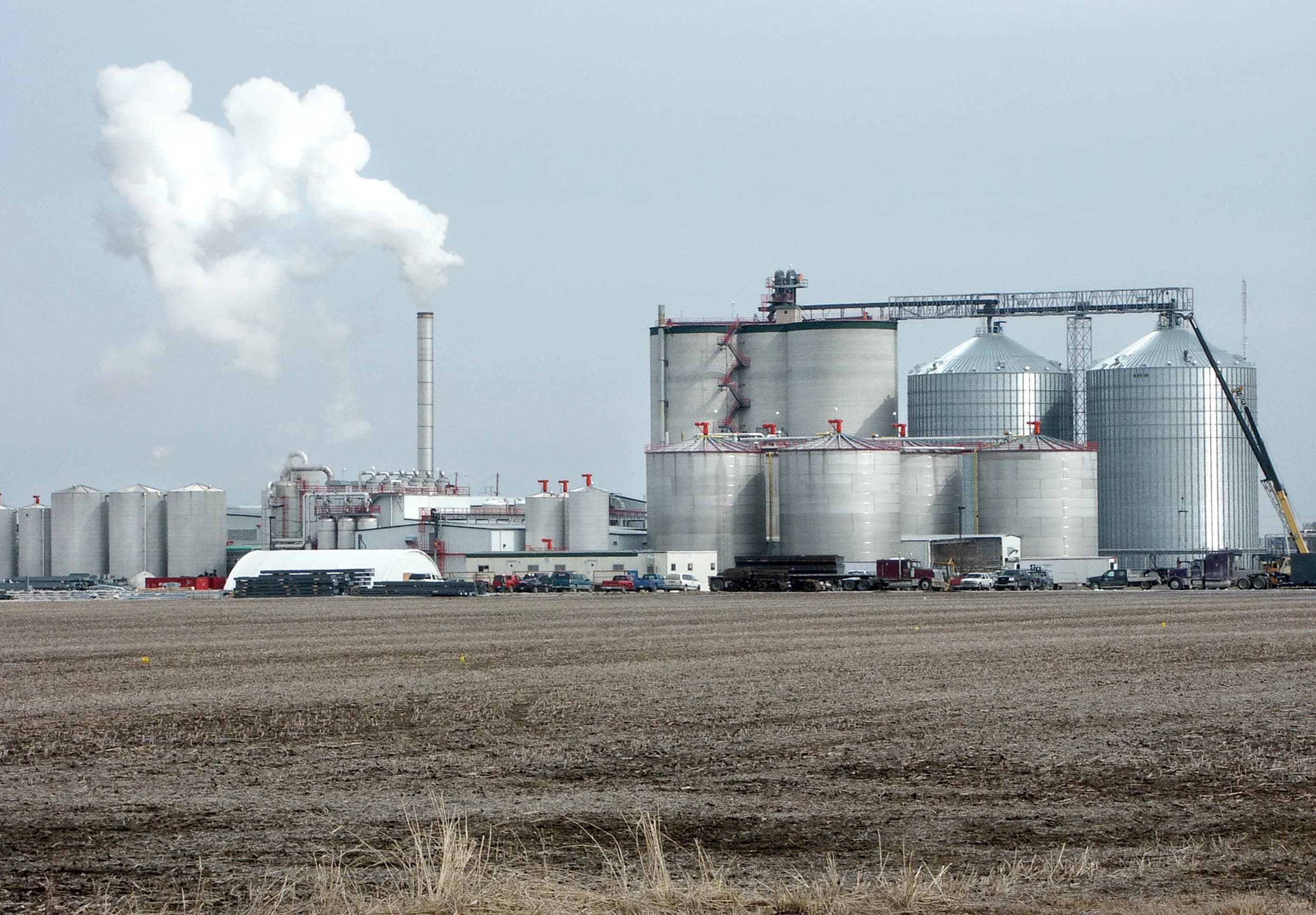 Storage tanks and processing equipment at an ethanol production facility in West Burlington, Iowa